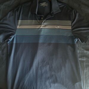 Vineyard Vines Men's Polo with Blue and White Stripes